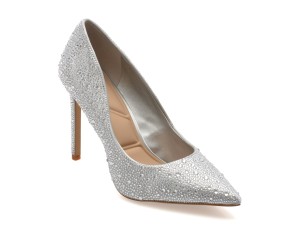 Pantofi eleganti ALDO argintii, STESSY 2.0, din material textil