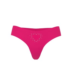 No-show heart cut-out thong panty - pop pink S